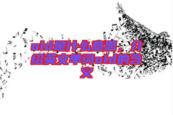 old是什么意思，介紹英文單詞old的含義