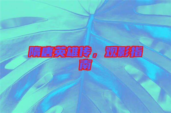 隋唐英雄傳，觀影指南