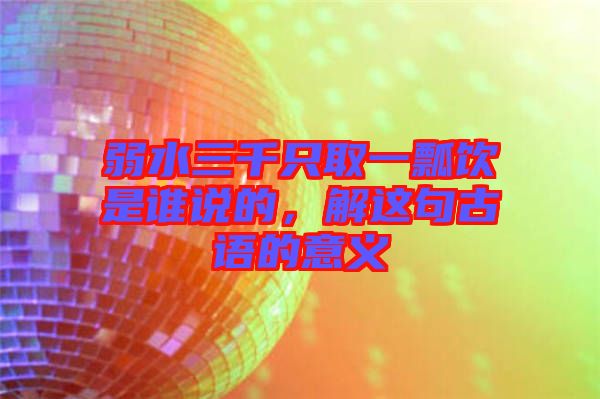 弱水三千只取一瓢飲是誰說的，解這句古語的意義