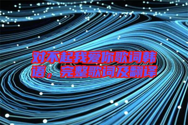 對不起我愛你歌詞韓語，完整歌詞及翻譯