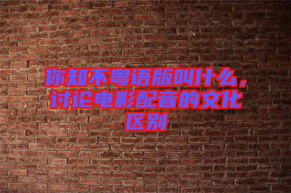 你知不粵語(yǔ)版叫什么，討論電影配音的文化區(qū)別