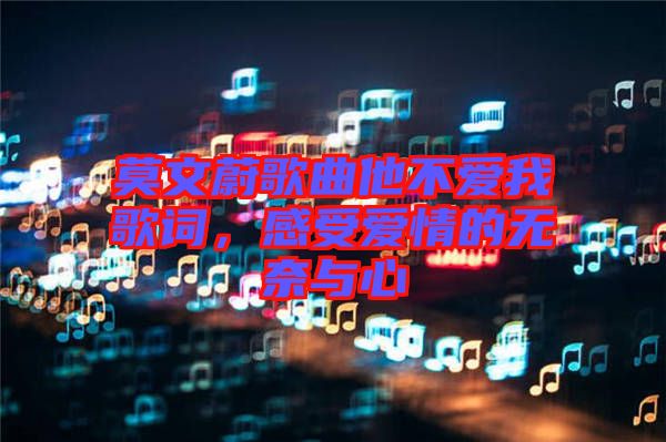 莫文蔚歌曲他不愛我歌詞，感受愛情的無奈與心