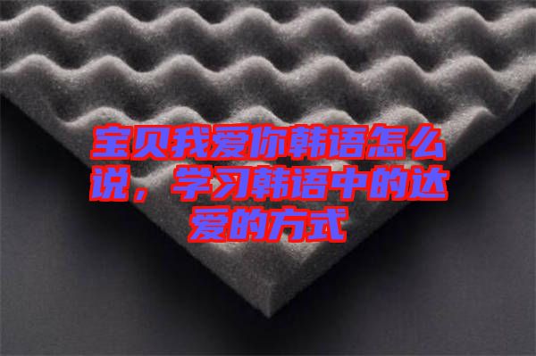 寶貝我愛你韓語怎么說，學(xué)習(xí)韓語中的達(dá)愛的方式
