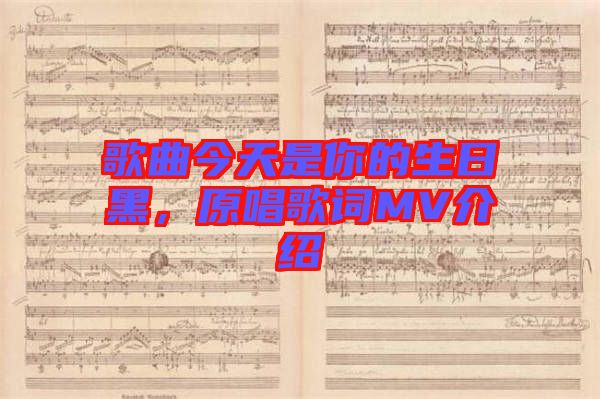 歌曲今天是你的生日黑，原唱歌詞MV介紹