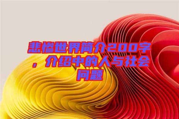 悲慘世界簡介200字，介紹中的人與社會問題