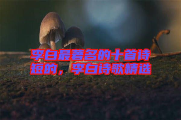李白最著名的十首詩短的，李白詩歌精選