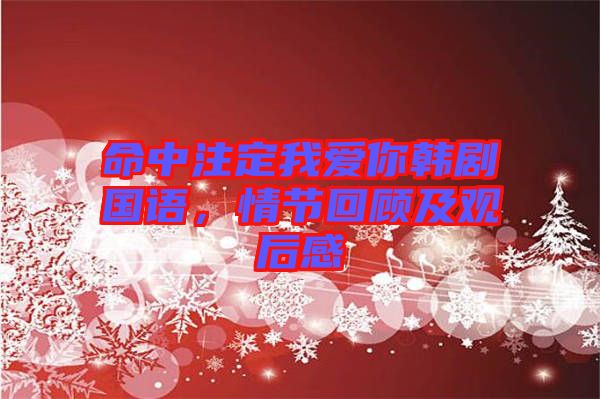 命中注定我愛你韓劇國語，情節(jié)回顧及觀后感