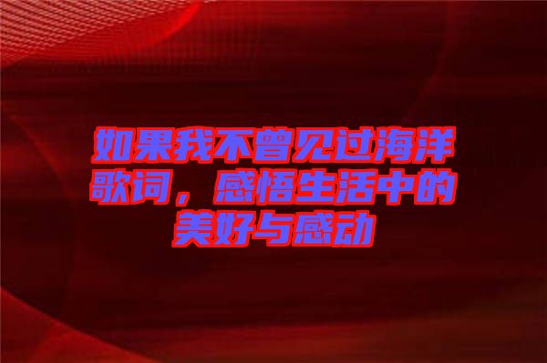 如果我不曾見過海洋歌詞，感悟生活中的美好與感動(dòng)