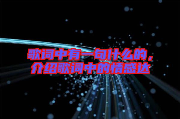歌詞中有一句什么的，介紹歌詞中的情感達