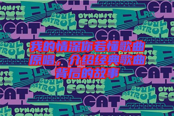 我的情深你若懂歌曲原唱，介紹經典歌曲背后的故事