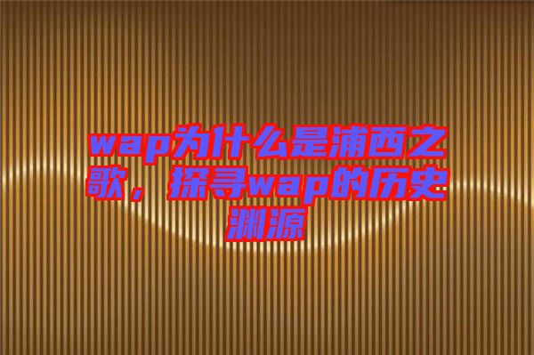 wap為什么是浦西之歌，探尋wap的歷史淵源