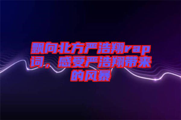 飄向北方嚴(yán)浩翔rap詞，感受嚴(yán)浩翔帶來的風(fēng)暴
