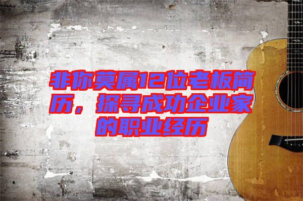 非你莫屬12位老板簡歷，探尋成功企業(yè)家的職業(yè)經(jīng)歷