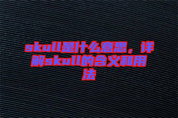skull是什么意思，詳解skull的含義和用法