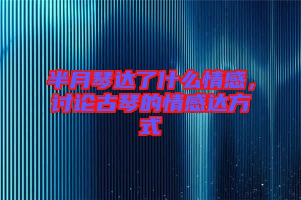 半月琴達了什么情感，討論古琴的情感達方式