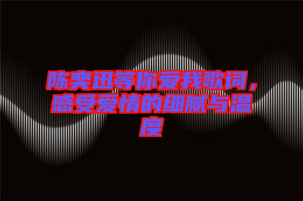 陳奕迅等你愛我歌詞，感受愛情的細(xì)膩與溫度