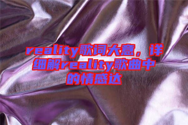 reality歌詞大意，詳細解reality歌曲中的情感達