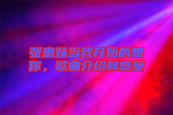 張惠妹當(dāng)我開始的想你，歌曲介紹和感受