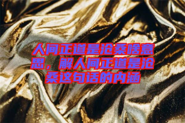人間正道是滄桑啥意思，解人間正道是滄桑這句話的內(nèi)涵