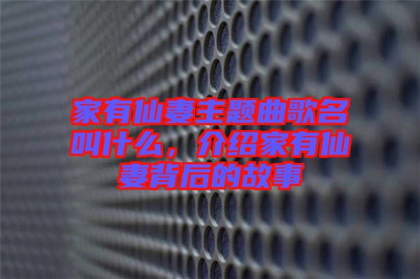 家有仙妻主題曲歌名叫什么，介紹家有仙妻背后的故事