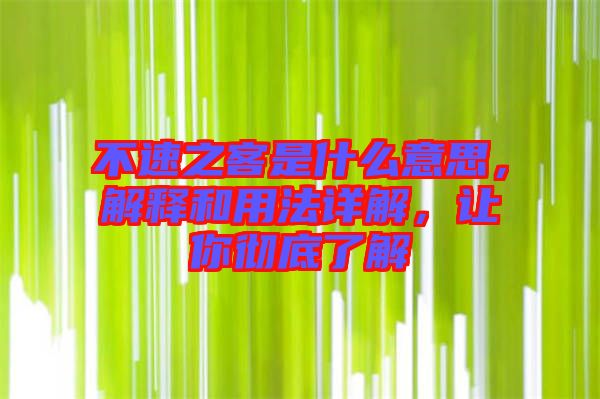 不速之客是什么意思，解釋和用法詳解，讓你徹底了解