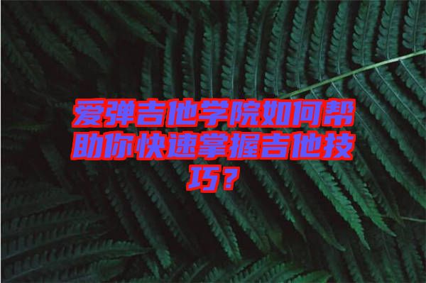 愛彈吉他學(xué)院如何幫助你快速掌握吉他技巧？