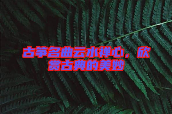 古箏名曲云水禪心，欣賞古典的美妙