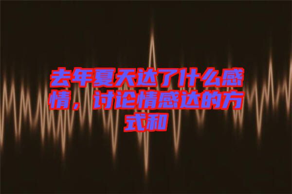 去年夏天達了什么感情，討論情感達的方式和