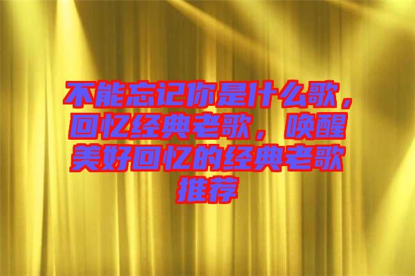 不能忘記你是什么歌，回憶經(jīng)典老歌，喚醒美好回憶的經(jīng)典老歌推薦