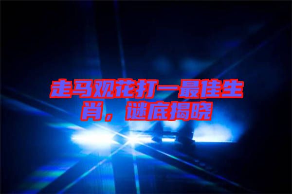 走馬觀花打一最佳生肖，謎底揭曉