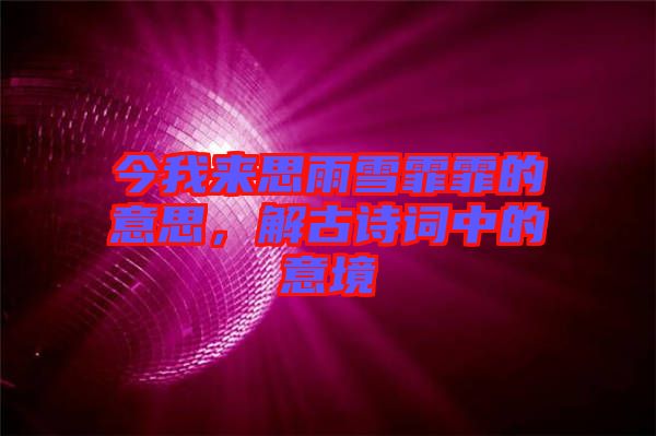 今我來思雨雪霏霏的意思，解古詩詞中的意境