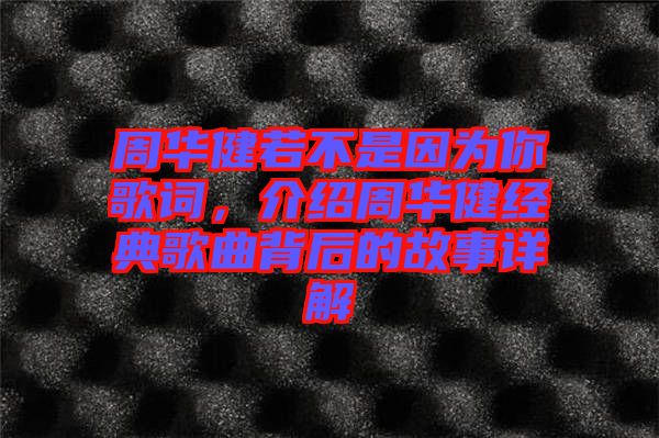 周華健若不是因?yàn)槟愀柙~，介紹周華健經(jīng)典歌曲背后的故事詳解