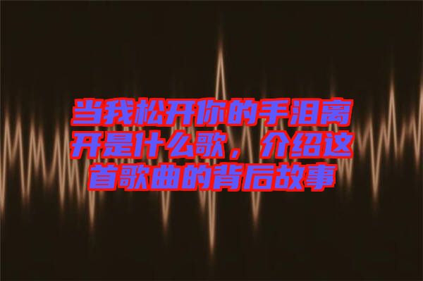當(dāng)我松開你的手淚離開是什么歌，介紹這首歌曲的背后故事