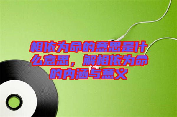 相依為命的意思是什么意思，解相依為命的內(nèi)涵與意義