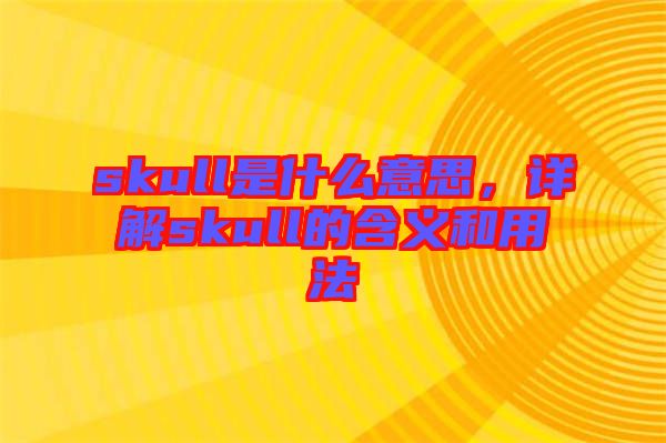 skull是什么意思，詳解skull的含義和用法