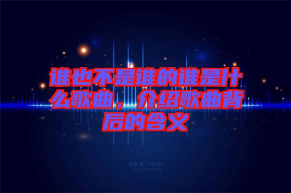 誰也不是誰的誰是什么歌曲，介紹歌曲背后的含義