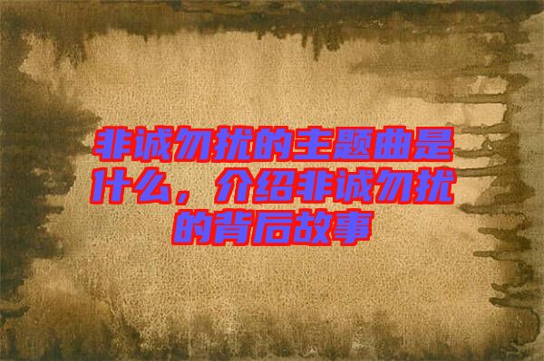 非誠勿擾的主題曲是什么，介紹非誠勿擾的背后故事