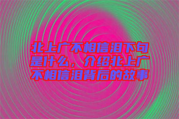 北上廣不相信淚下句是什么，介紹北上廣不相信淚背后的故事