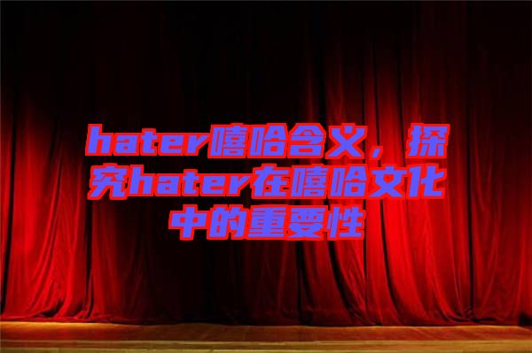 hater嘻哈含義，探究hater在嘻哈文化中的重要性