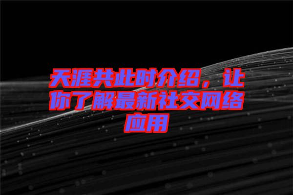 天涯共此時(shí)介紹，讓你了解最新社交網(wǎng)絡(luò)應(yīng)用