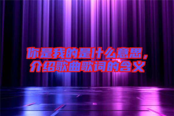 你是我的是什么意思，介紹歌曲歌詞的含義