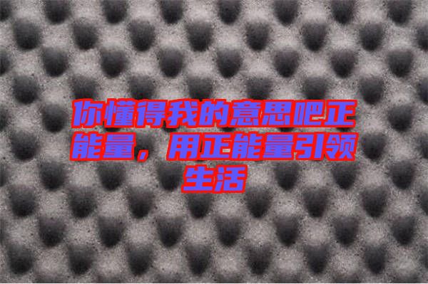 你懂得我的意思吧正能量，用正能量引領(lǐng)生活