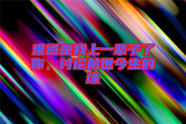 難道是我上一輩子了你，討論前世今生的緣