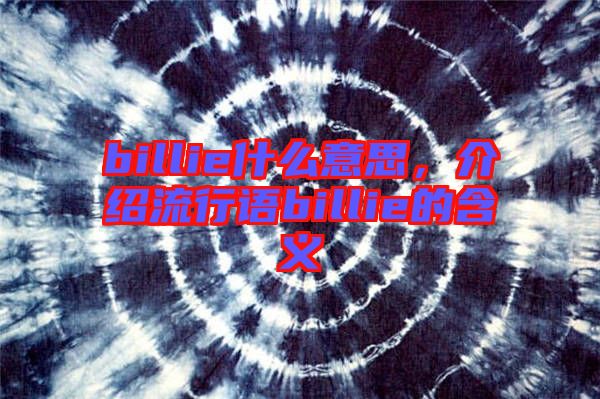 billie什么意思，介紹流行語billie的含義