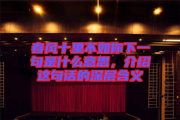 春風(fēng)十里不如你下一句是什么意思，介紹這句話的深層含義