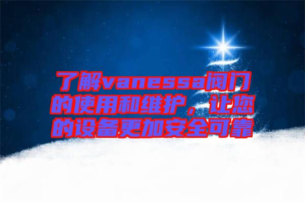 了解vanessa閥門的使用和維護(hù)，讓您的設(shè)備更加安全可靠