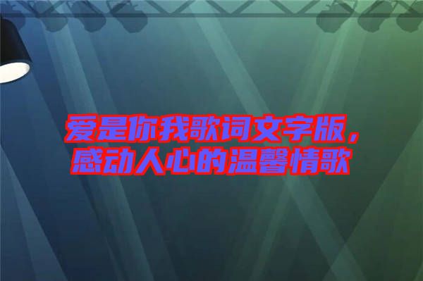 愛(ài)是你我歌詞文字版，感動(dòng)人心的溫馨情歌