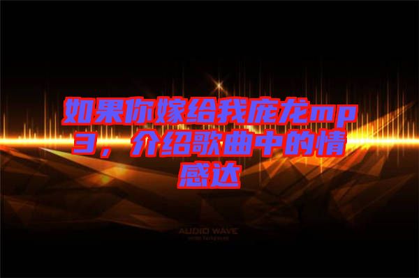 如果你嫁給我龐龍mp3，介紹歌曲中的情感達(dá)