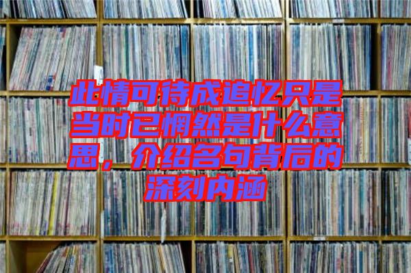 此情可待成追憶只是當時已惘然是什么意思，介紹名句背后的深刻內(nèi)涵