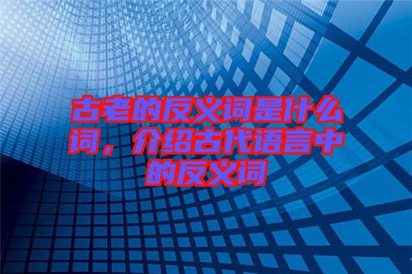 古老的反義詞是什么詞，介紹古代語言中的反義詞